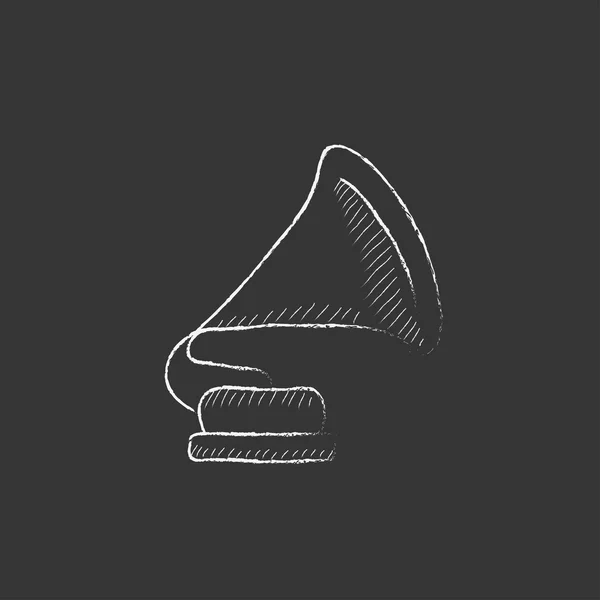 Gramofone. Desenhado no ícone de giz . — Vetor de Stock