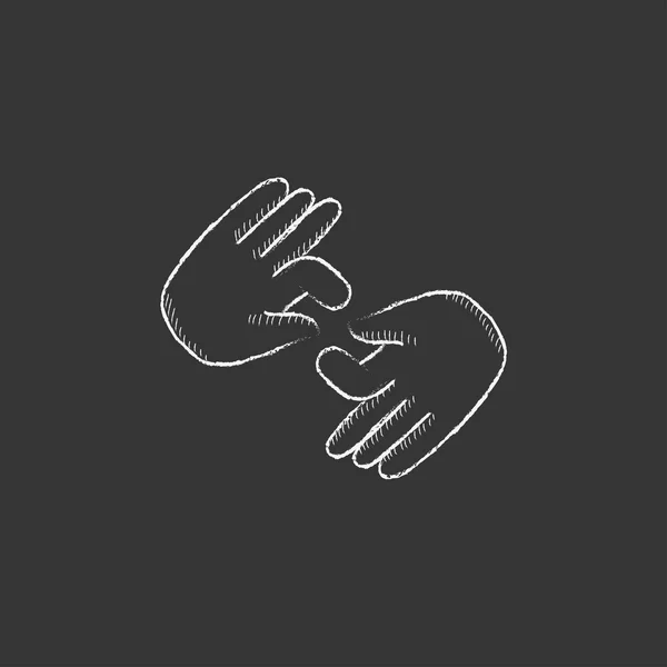 Lenguaje de dedo. Dibujado en icono de tiza . — Archivo Imágenes Vectoriales