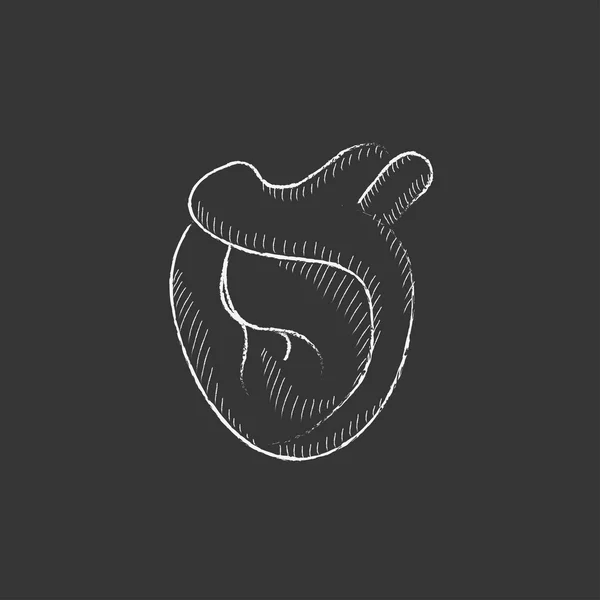 Coração. Desenhado no ícone de giz . — Vetor de Stock