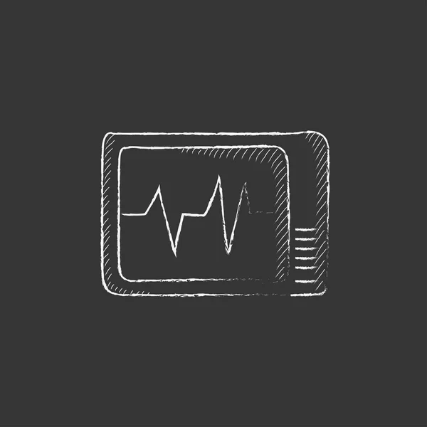 Monitor cardíaco. Dibujado en icono de tiza . — Vector de stock