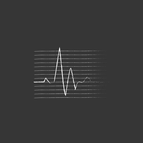 Cardiografía de latidos cardíacos. Dibujado en icono de tiza . — Vector de stock