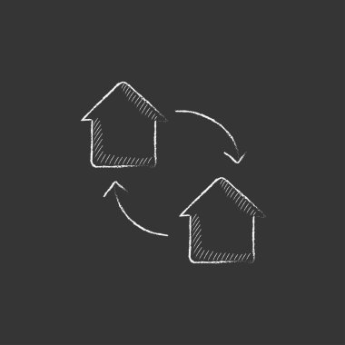 Ev değişimi. Tebeşir simgesiyle çizilmiş.