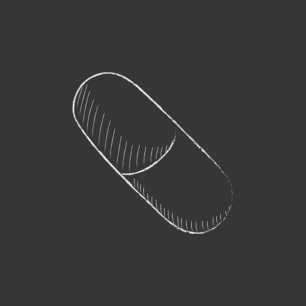 Capsule pil. Opgesteld in krijt pictogram. — Stockvector