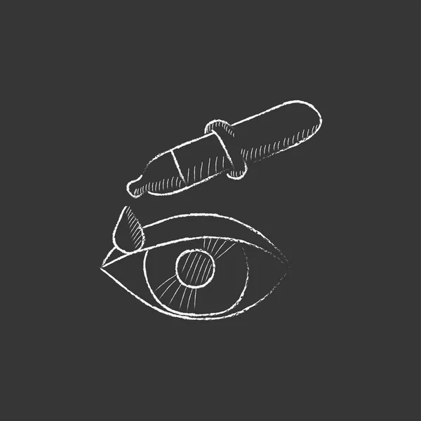 Pipeta y ojo. Dibujado en icono de tiza . — Archivo Imágenes Vectoriales