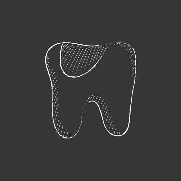 Tooth decay. Drawn in chalk icon. — Stock Vector