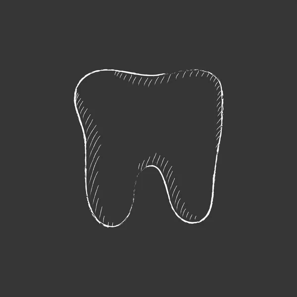 Tooth. Drawn in chalk icon. — Stock Vector