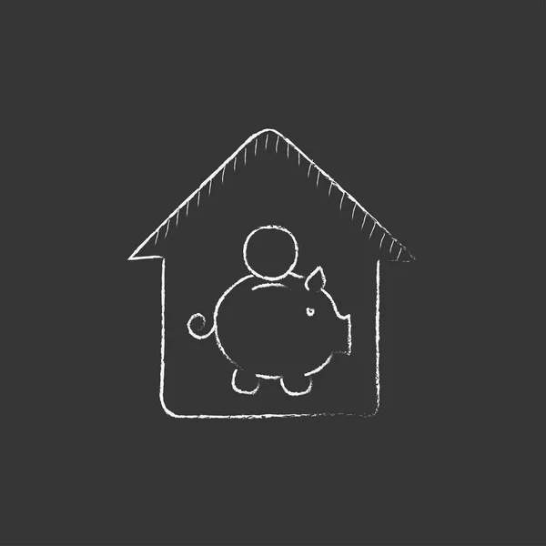 House savings. Drawn in chalk icon. — Stock Vector