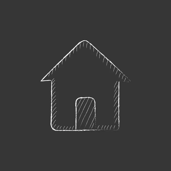 Casa. Dibujado en icono de tiza . — Vector de stock