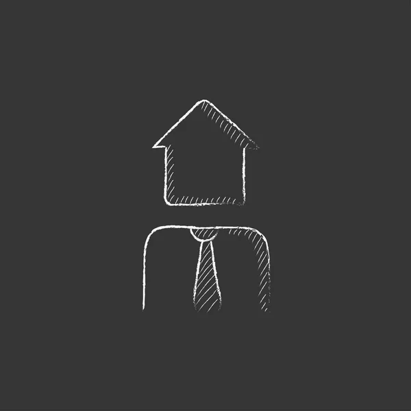 Agent immobilier. Icône dessinée à la craie . — Image vectorielle