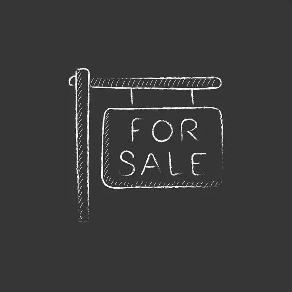 For sale placard. Drawn in chalk icon. — Stock Vector