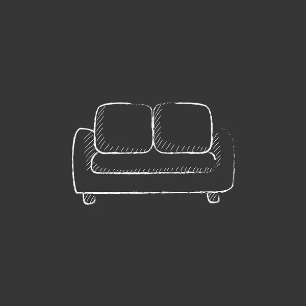 Sofa. Drawn in chalk icon. — Stock Vector