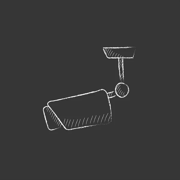 Outdoor surveillance camera. Drawn in chalk icon. — Stok Vektör