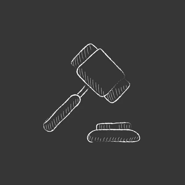 Auction Gavel. Getekend in krijt icoon. — Stockvector