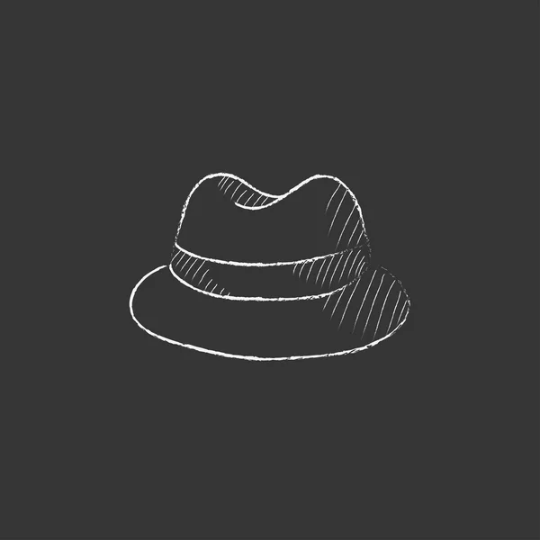 Classic hat. Drawn in chalk icon. — Stock Vector