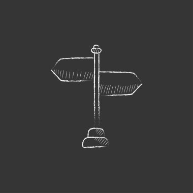 Trafik işaretleri seyahat. Tebeşir simgesinde çizilmiş.