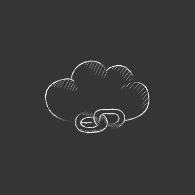 Bulut bilgisayar. Tebeşir simgesinde çizilmiş.