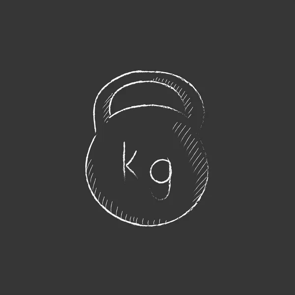 Kettlebell. Desenhado no ícone de giz . — Vetor de Stock