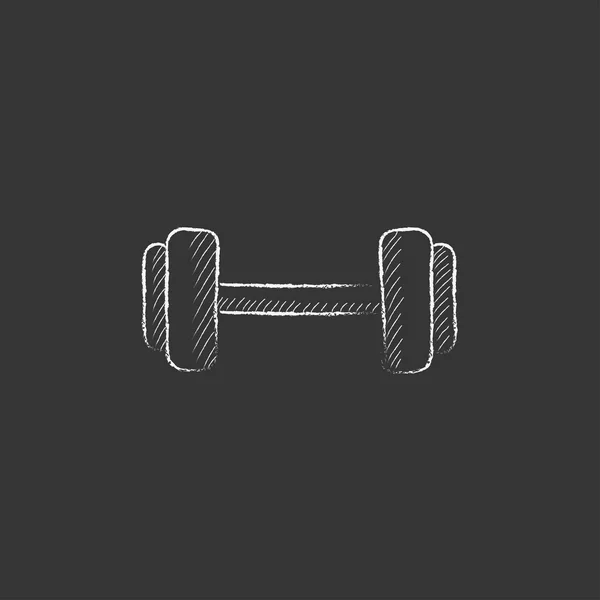 Dumbbell. Drawn in chalk icon. — Stock Vector