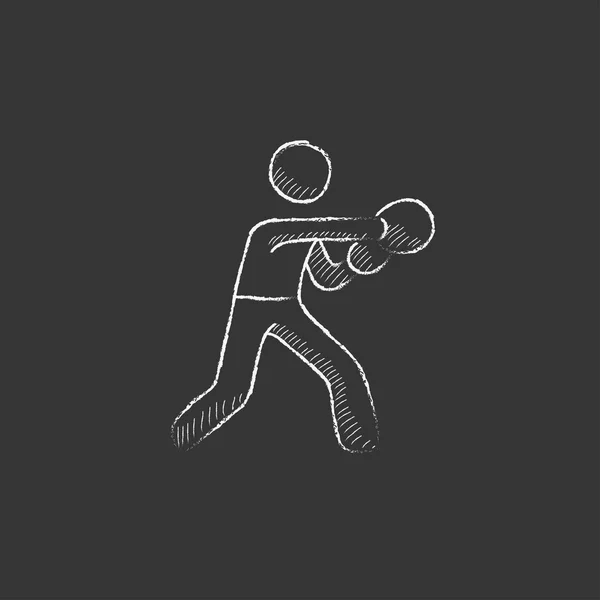 Boxeador masculino. Desenhado no ícone de giz . — Vetor de Stock