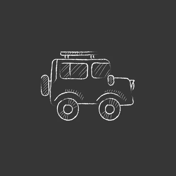 Coche. Dibujado en icono de tiza . — Vector de stock