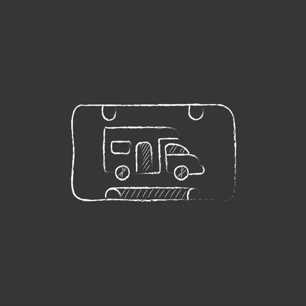 Señal de camping RV. Dibujado en icono de tiza . — Vector de stock