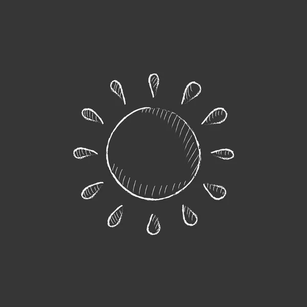 Sol. Dibujado en icono de tiza . — Vector de stock