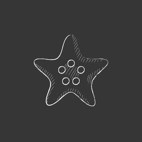 Estrella de mar. Dibujado en icono de tiza . — Vector de stock