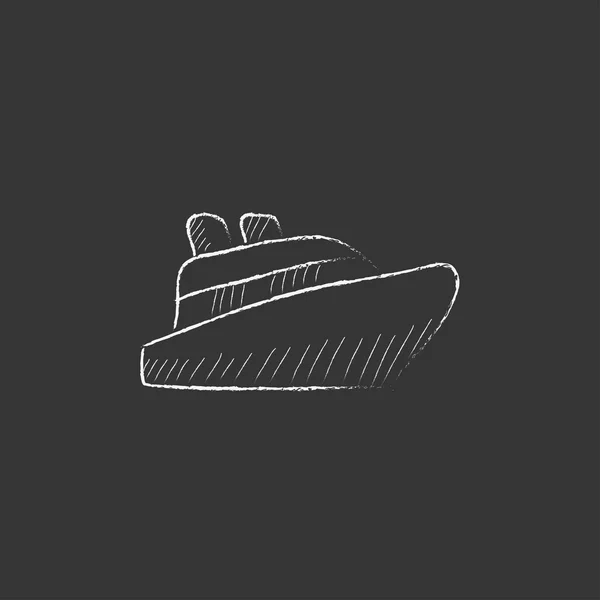Navio de cruzeiro. Desenhado no ícone de giz . — Vetor de Stock