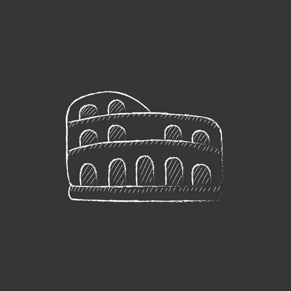 Al Colosseo. Disegnato in icona di gesso . — Vettoriale Stock