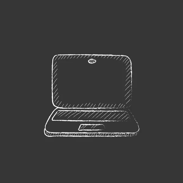 Laptop. Dibujado en icono de tiza . — Archivo Imágenes Vectoriales