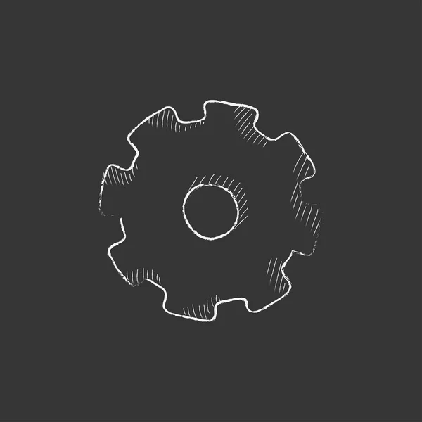 Gear. Drawn in chalk icon. — Stock Vector