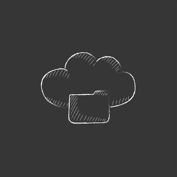 Cloud computing. Drawn in chalk icon. — Stock Vector