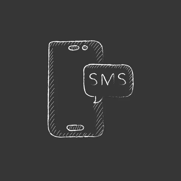 Smartphone with message. Drawn in chalk icon. — Stock Vector