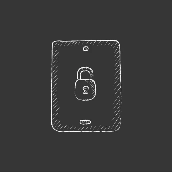 Digital tablet security. Drawn in chalk icon. — Διανυσματικό Αρχείο
