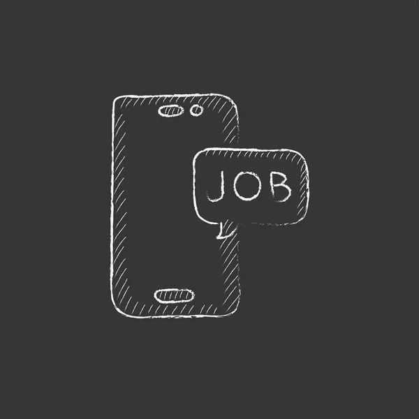 Teléfono de pantalla táctil con mensaje. Dibujado en icono de tiza . — Vector de stock