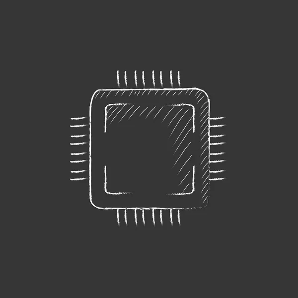 CPU. Drawn in chalk icon. — Stock Vector