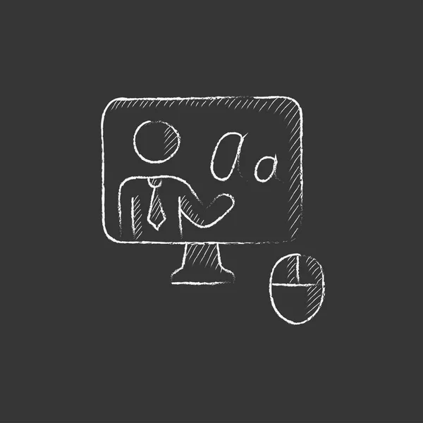Educazione online. Disegnato in icona di gesso . — Vettoriale Stock