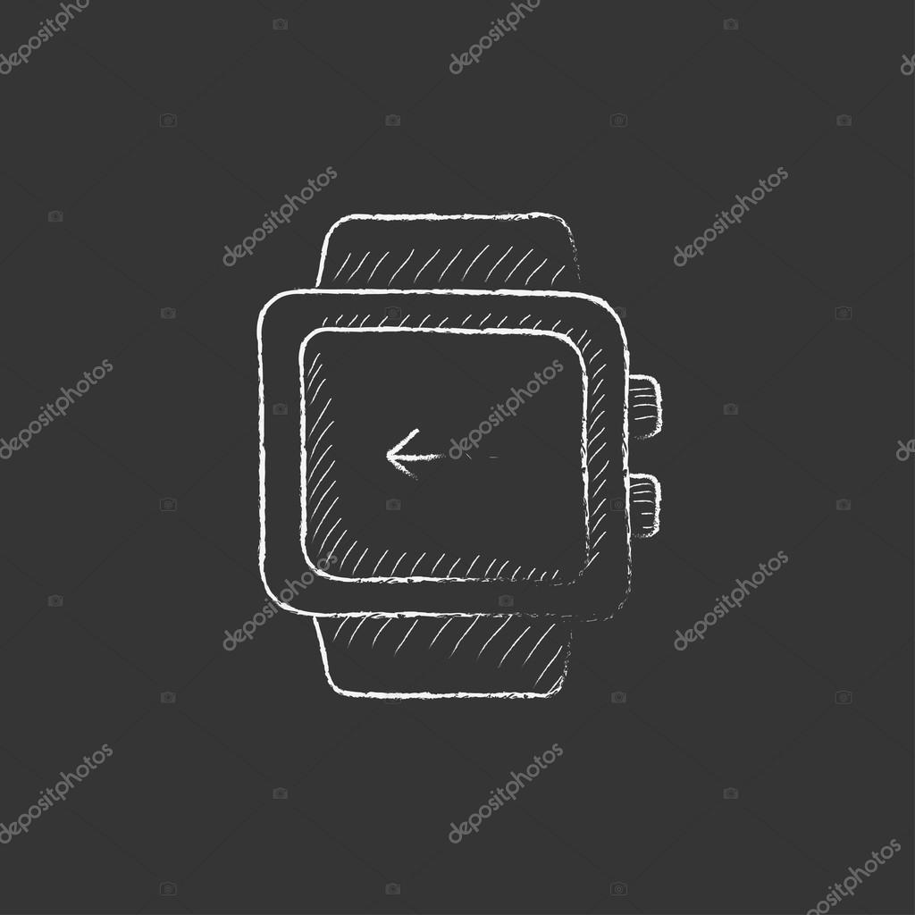 Relógio inteligente com ícone de doodle de contorno desenhado de