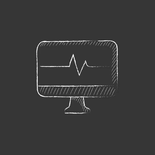 Monitor de latidos cardíacos. Dibujado en icono de tiza . — Archivo Imágenes Vectoriales