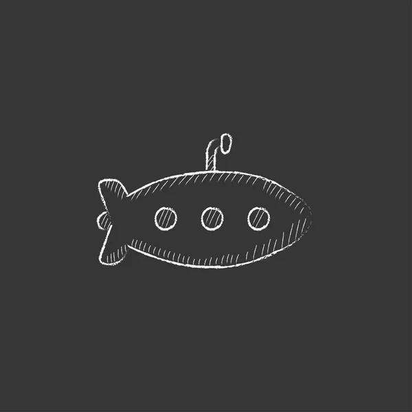 Submarino. Desenhado no ícone de giz . — Vetor de Stock