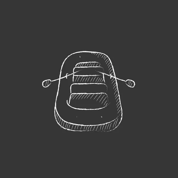 Bateau gonflable. Icône dessinée à la craie . — Image vectorielle