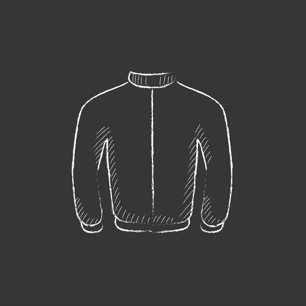 Biker jacket. Drawn in chalk icon. — Stock Vector