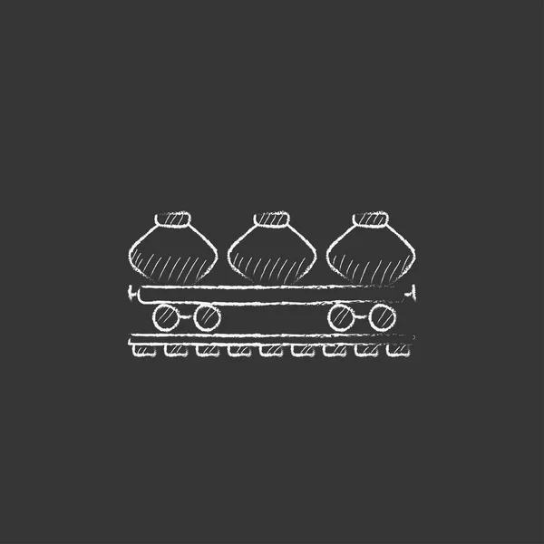 貨物ワゴン。チョークのアイコンの描画. — ストックベクタ