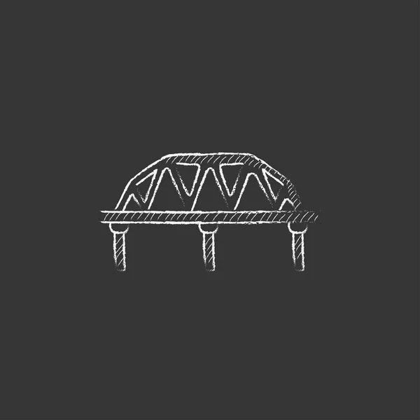 Ponte ferroviária. Desenhado no ícone de giz . — Vetor de Stock