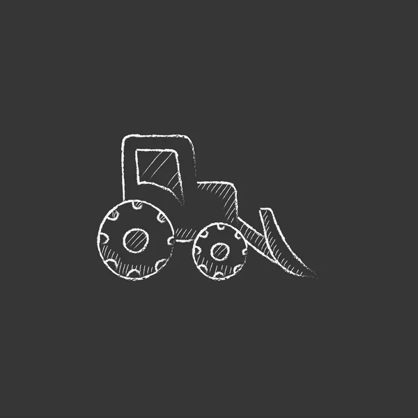 Bulldozer. Dibujado en icono de tiza . — Vector de stock
