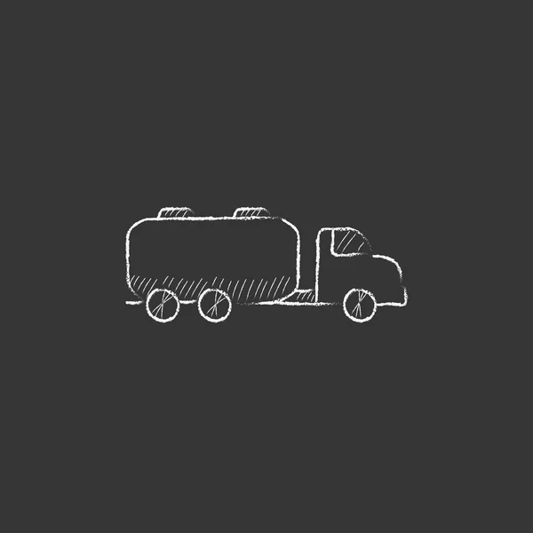 รถบรรทุกของเหลว วาดในไอคอนชอล์ก . — ภาพเวกเตอร์สต็อก