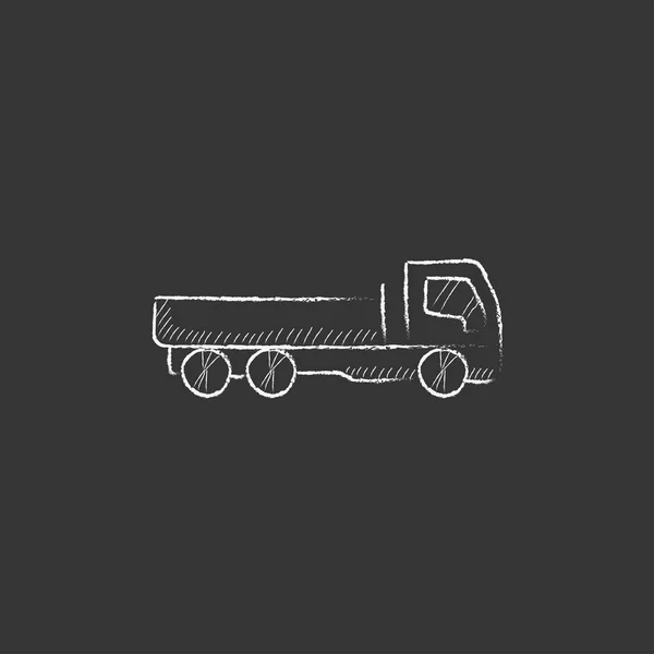 Dump truck. Drawn in chalk icon. — Stock Vector
