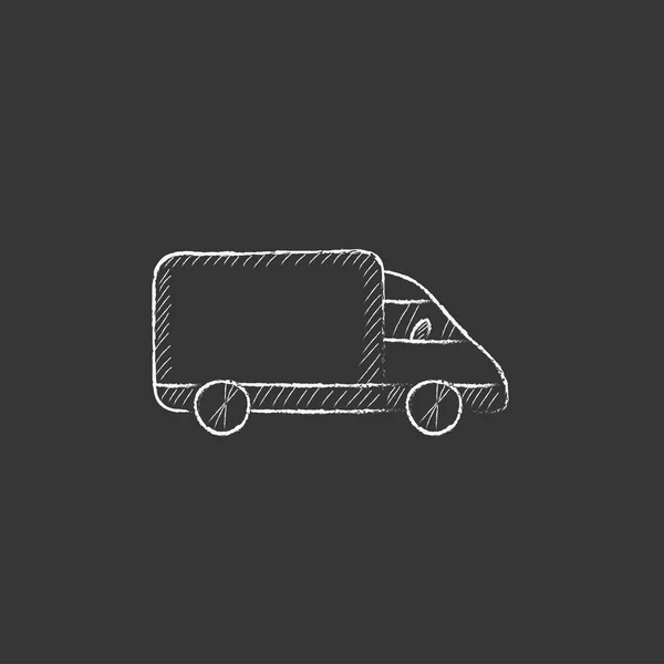 Camión de reparto. Dibujado en icono de tiza . — Archivo Imágenes Vectoriales