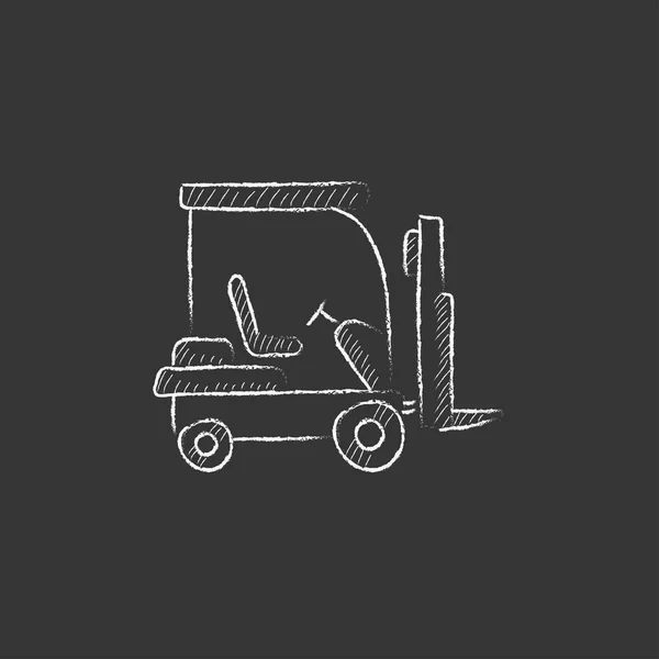 Vorkheftruck. Opgesteld in krijt pictogram. — Stockvector