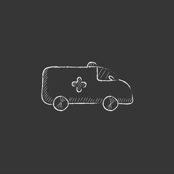 Ambulans bil. Dras i krita ikonen. — Stock vektor